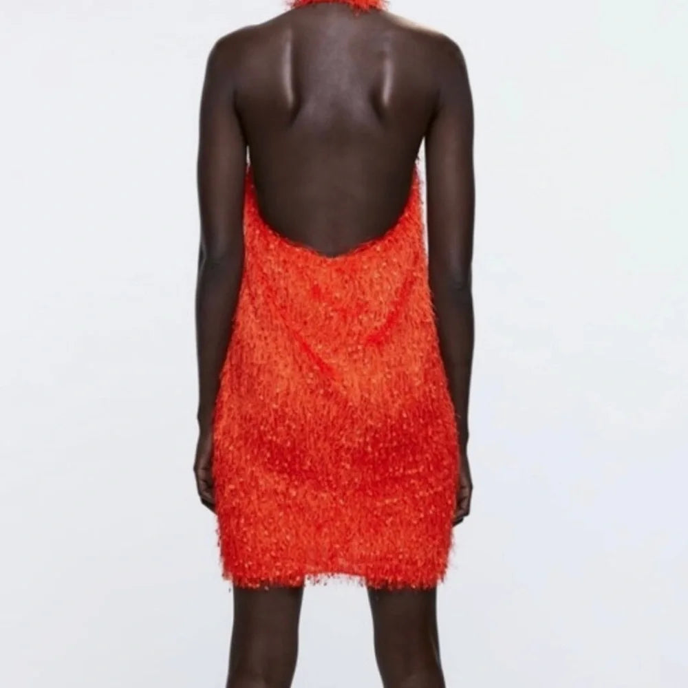 zara orange fringe dress Frill Ravan izrez i ukrštene Size:0-3 Mens Style Tips: Best In Stock Petite